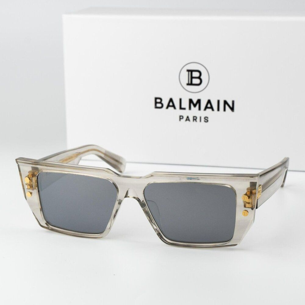 Balmain Men Sunglasses Titanium Gold Grey Cat Eye B-VI BPS-121B-54